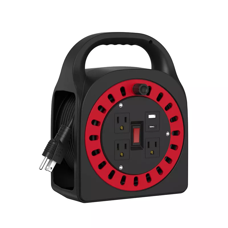 3 आउटलेट यूएसबी प्लास्टिक कॉर्ड रील 50 फीट 3 आउटलेट यूएसबी प्लास्टिक कॉर्ड रील 50 फीट