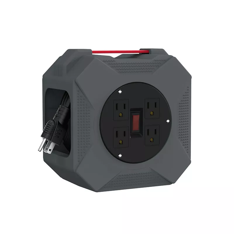 4 आउटलेट प्लास्टिक कॉर्ड रील 45 फीट 4 आउटलेट प्लास्टिक कॉर्ड रील 45 फीट