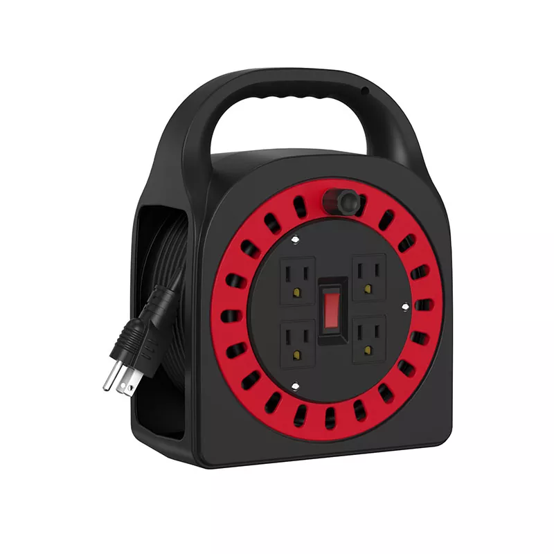 4 आउटलेट प्लास्टिक कॉर्ड रील 50 फीट