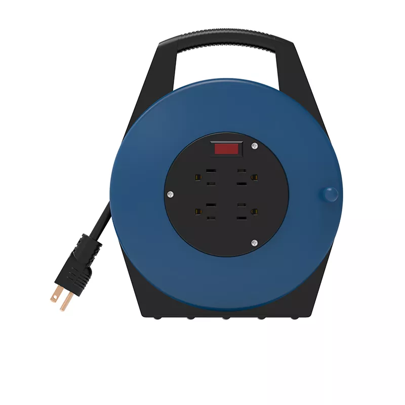 4 आउटलेट्स USB प्लास्टिक कॉर्ड रील 25 फीट